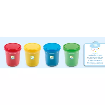 Pillegyurma: 4 színben (4 tubs of play dough) Djeco