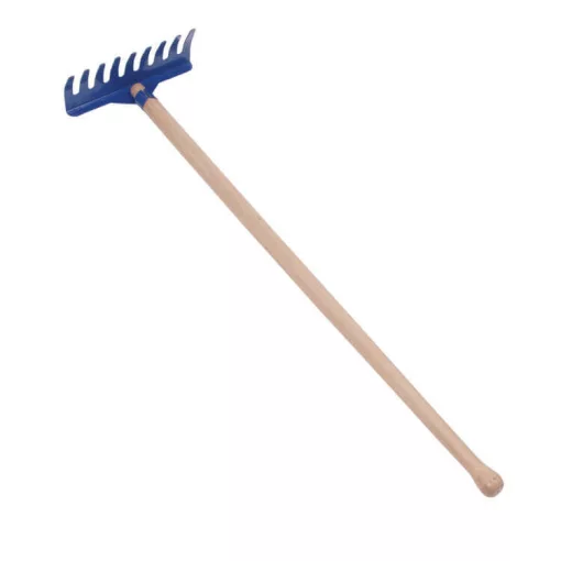 Kerti szerszám homokozóba: 50 cm-es, kék gereblye