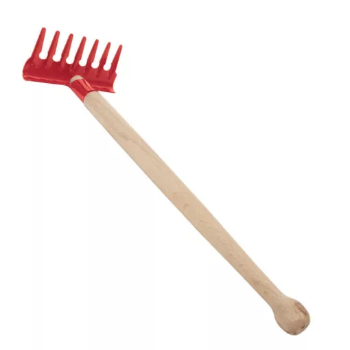 Kerti szerszám homokozóba: 30 cm-es piros gereblye