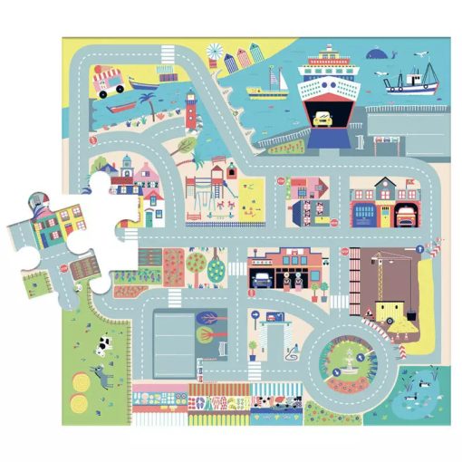 Padló puzzle  4db fa kisautóval Auzou