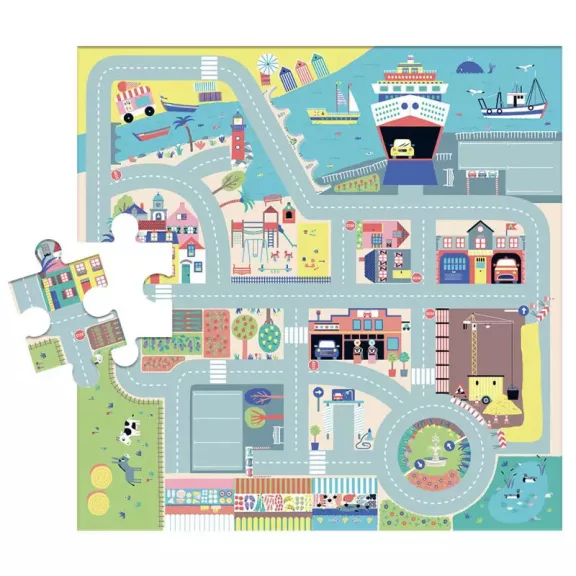 Padló puzzle 4db fa kisautóval Auzou Padló puzzle 4db fa kisautóval Auzou