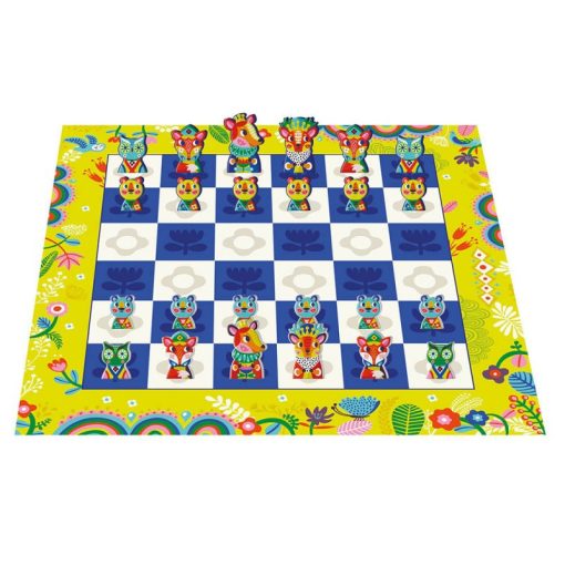 Kétoldalas sakktábla állatfigurákkal Auzou