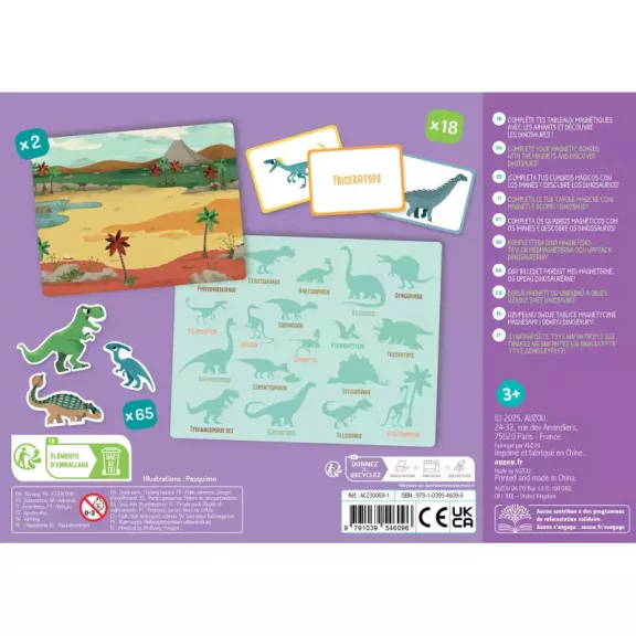 Mágneses készségfejlesztő doboz: Dinoszauruszok (Auzou)