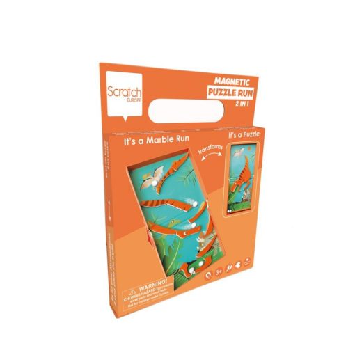 2 az 1-ben mágneses puzzle és golyófuttató játék, dinós Scratch Europe