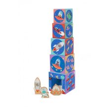 Toronyépítő kocka fa figurákkal, Világűr Scratch Europe