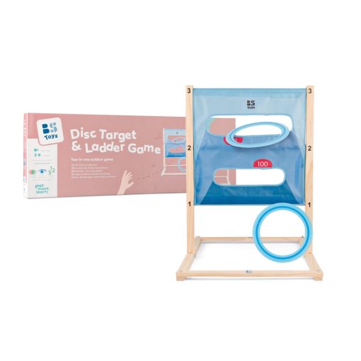 2 az 1-ben: Létrás célbadobó és karikadobáló játék (BS Toys fa játék)