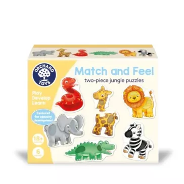   Kétdarabos párosító kártyák: Dzsungel állatok (Match and Feel Jungle Puzzles) ORCHARD TOYS OR133