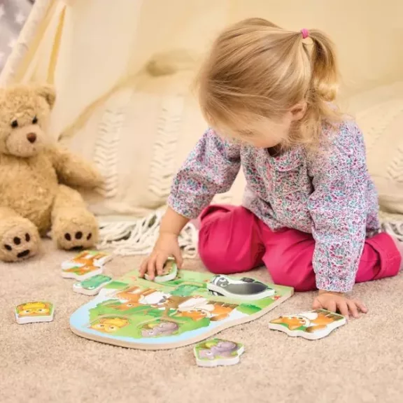 Nagydarabos erdei állatok kirakós (Woodland Chunky Wooden Puzzle) ORCHARD TOYS OR134