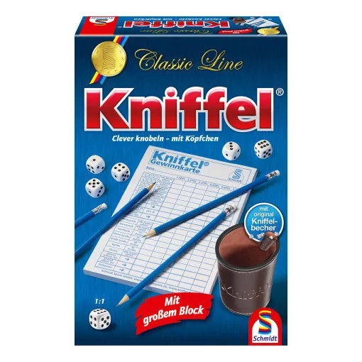 Classic Line: Kniffel kockapóker társasjáték bőr pohárral (Schmidt) 49203 