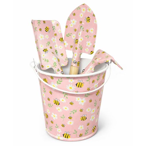 Kerti szerszám vödörrel: méhecskés