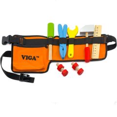Szerszámtartó övtáska, fa játék szerszámokkal (VIGA)