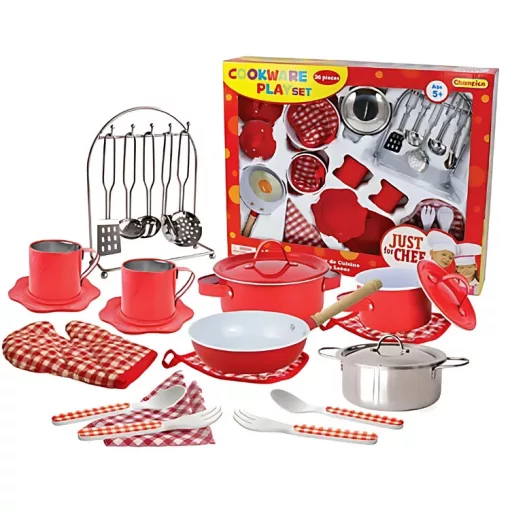 Játék edénykészlet: 26 db-os, piros