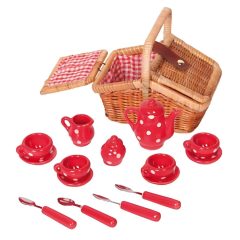 17 db-os porcelán teáskészlet: szögletes kosárban