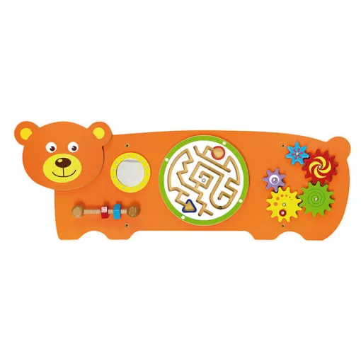 Falra szerelhető logikai játék, matatófal (maci)