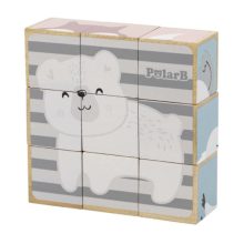 Mesekocka fából: 9 db-os, állatfigurás (PolarB)