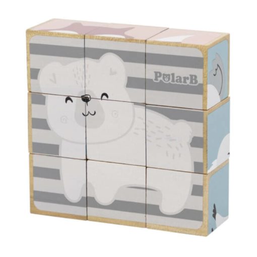 Mesekocka fából: 9 db-os, állatfigurás (PolarB)