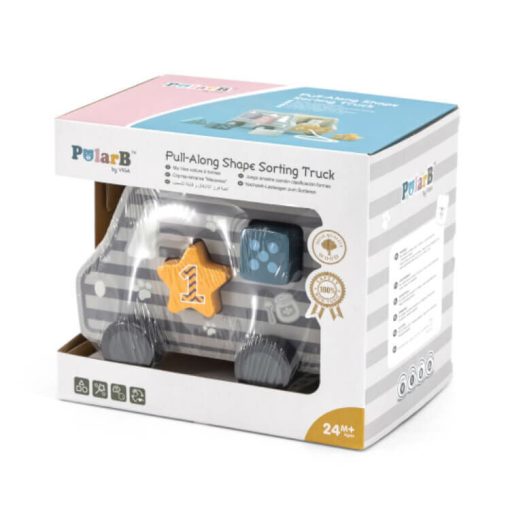 Húzogatós autó és formadoboz fából: maci (PolarB)