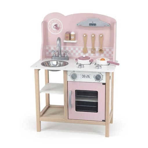 Játékkonyha fából: rózsaszín (PolarB)