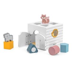 Formabedobó doboz fából: zörgő formákkal (PolarB)