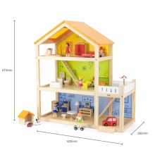 Három szintes babaház narancssárga tetővel