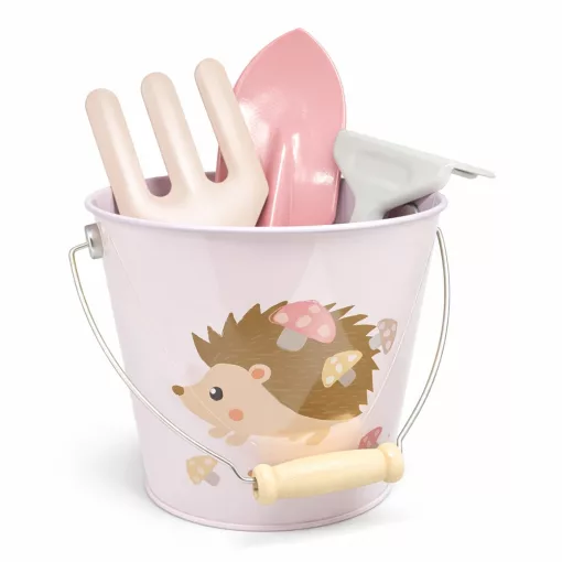 Kerti szerszámok vödörrel: rózsaszín, fém