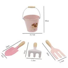 Kerti szerszámok vödörrel: rózsaszín, fém