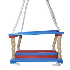 Színes fahinta (kék-piros ülőlappal)