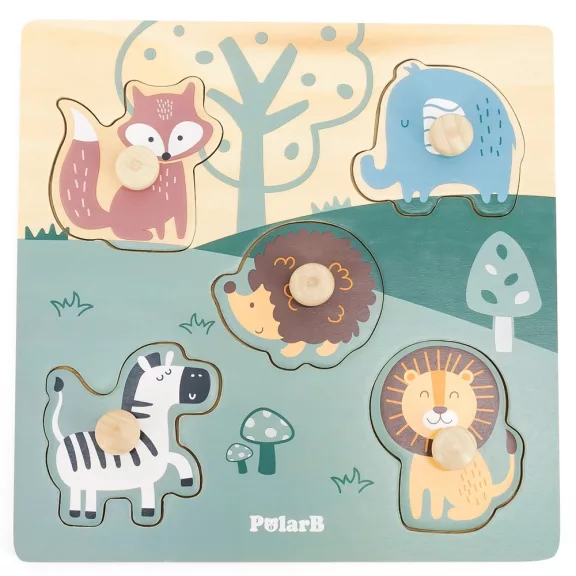 Fogantyús fa puzzle: állatok (PolarB)