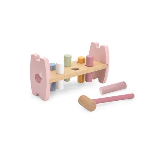 Dühöngő: rókás, pasztell rózsaszín színben – Kalapálós fajáték (PolarB)