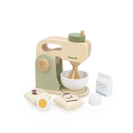 Mixergép fából: tartozékokkal, pasztell zöld színben (PolarB)
