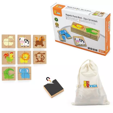 Mágneses fa puzzle - állatok