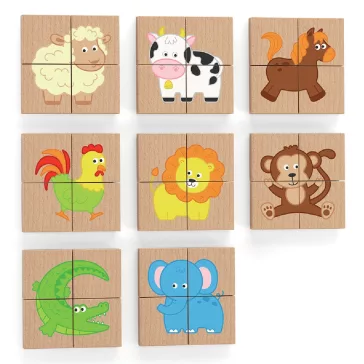Mágneses fa puzzle - állatok