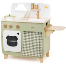 Játékkonyha eszközökkel fából: zöld (PolarB)