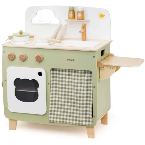 Játékkonyha eszközökkel fából: zöld (PolarB)
