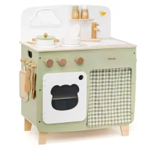 Játékkonyha eszközökkel fából: zöld (PolarB)