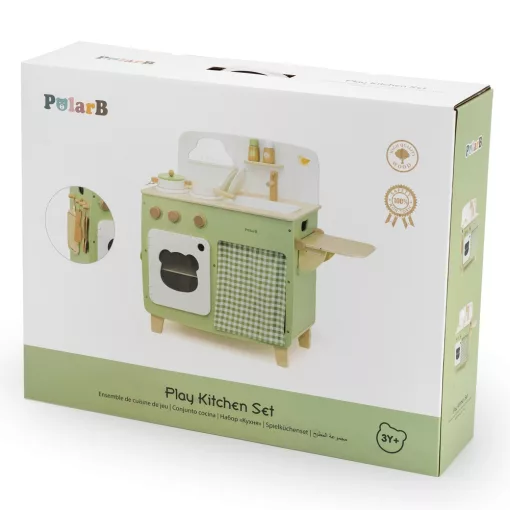Játékkonyha eszközökkel fából: zöld (PolarB)