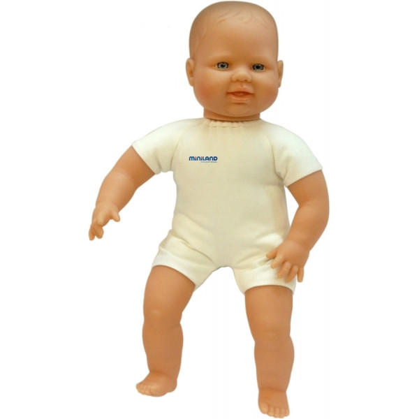 Európai baba, textil testtel, haj nélkül, 40 cm-es, MINILAND, ML31061