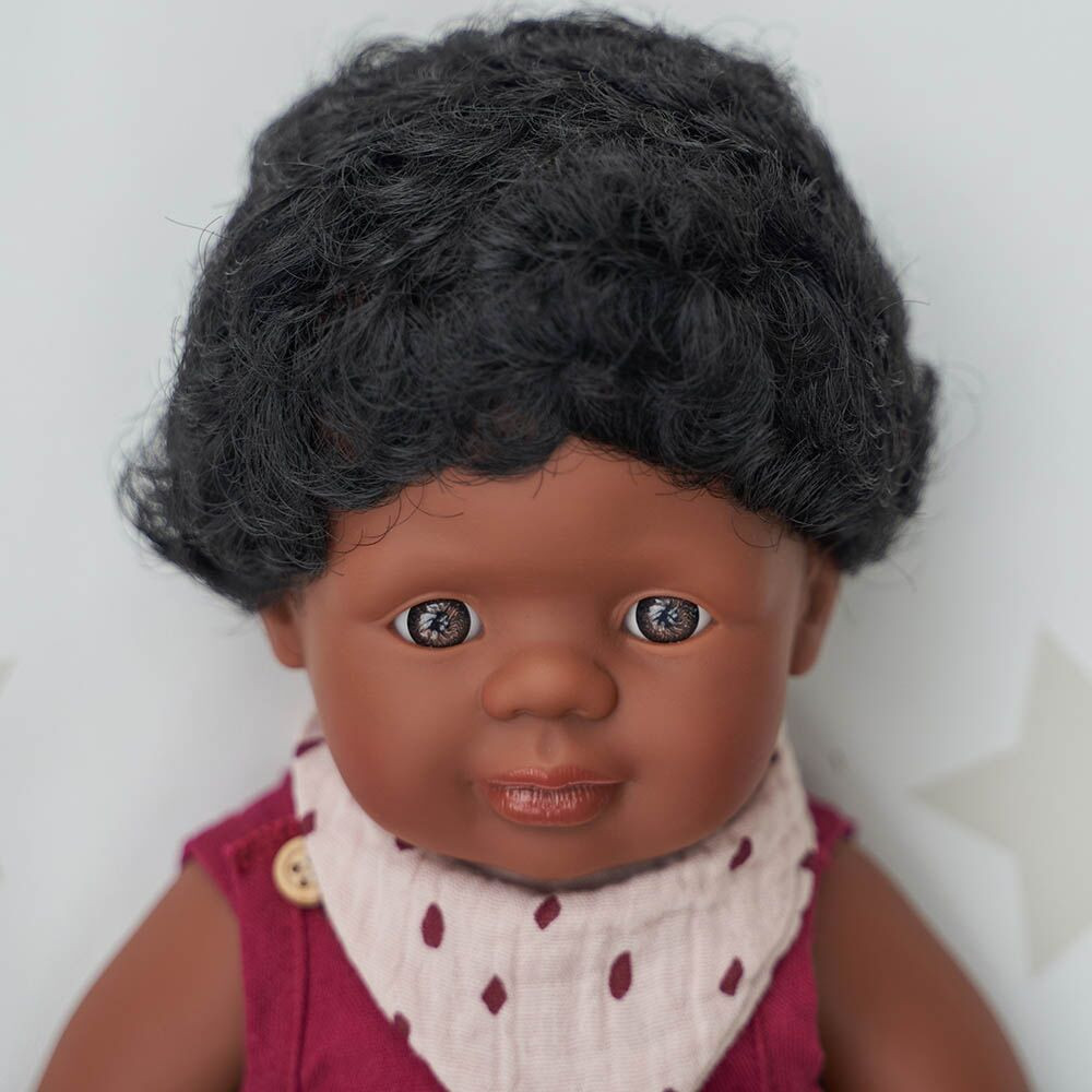 Baba: afroamerikai fiú fehérneműben, 38 cm (Miniland) ML31159